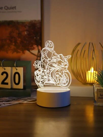 1pc 6-LED Warm Light Motorcycle Decoration Light, Bedroom Bedside Desk Decorative Glowing Motorcycle Lamp