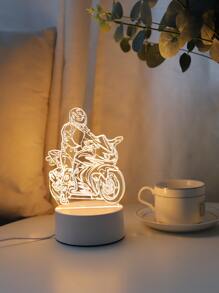 1pc 6-LED Warm Light Motorcycle Decoration Light, Bedroom Bedside Desk Decorative Glowing Motorcycle Lamp - Yellow - View 2