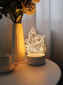 1pc 6-LED Warm Light Motorcycle Decoration Light, Bedroom Bedside Desk Decorative Glowing Motorcycle Lamp - Yellow - View 3