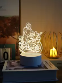 1pc 6-LED Warm Light Motorcycle Decoration Light, Bedroom Bedside Desk Decorative Glowing Motorcycle Lamp - Yellow - View 4