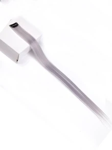 5pcs Set Colorful Clip In Synthetic Hair Extension Long Straight  For Women Girls With Cosplay - White - View 8