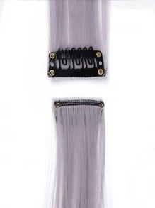 5pcs Set Colorful Clip In Synthetic Hair Extension Long Straight  For Women Girls With Cosplay - White - View 3