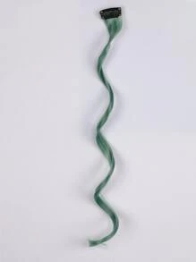 Rainbow Hair Accessories Synthetic Hair Extensions Clip Hairpiece Body Wave Curly Clip On Wavy Clip-In One Piece Girls - Army Green - View 1