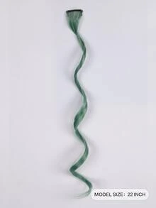 Rainbow Hair Accessories Synthetic Hair Extensions Clip Hairpiece Body Wave Curly Clip On Wavy Clip-In One Piece Girls - Army Green - View 2