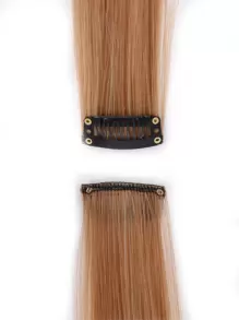5pcs Set Colorful Clip In Synthetic Hair Extension Long Straight  For Women Girls With Cosplay - Brown - View 6