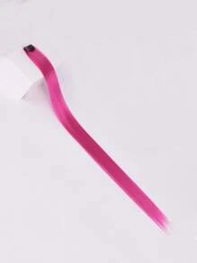 5pcs Set Colorful Clip In Synthetic Hair Extension Long Straight  For Women Girls With Cosplay - Hot Pink - View 9