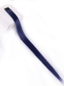 彩色接髮 22 英寸直髮彩色夾式接髮彩虹派對亮點女孩合成假髮 - 藏蓝色 - 查看 6