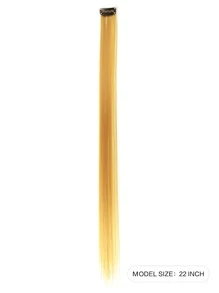 Colored Hair Extensions 22Inch Straight Color Clip in on Hair Extension Rainbow Party Highlights Synthetic Hairpiece for Girls - Yellow - View 2