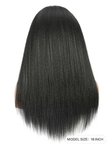 女士卷曲直发头带假发 合成 Yaki 直发 天然耐热头带假发 适合女性非洲发型 - 黑色 - 查看 2