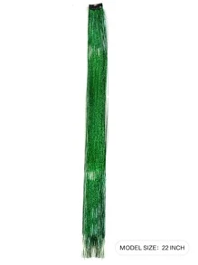 Sparkling Tinsel Silver Clip In Hair Tinsel, Fairy Hair Tinsel Kit Glitter Colorful Clip On Tinsel Hair Extensions For Girls Hair Accessories Party - Green - View 2