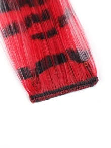 Tóc giả kẹp tổng hợp một mảnh in họa tiết Eopard nhiều màu sắc cho tiệc Halloween - Đỏ - Xem 5