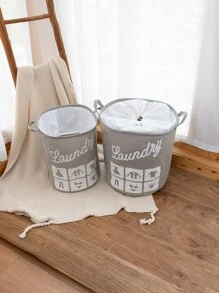 1pc Letter Graphic Laundry Hamper - Multicolor - View 1