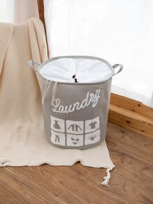 1pc Letter Graphic Laundry Hamper - Multicolor - View 2