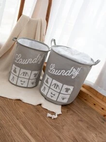 1pc Letter Graphic Laundry Hamper - Multicolor - View 6