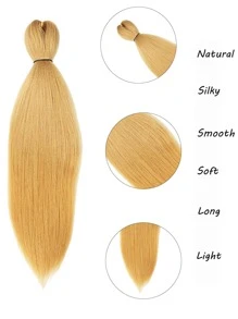 Trước Kéo Dài Bện Tóc 26 Inch Chuyên Nghiệp Mềm Yaki Bện Tóc Xoắn Bím Tóc Cài Đặt Nước Nóng Tổng Hợp Móc Tóc - Rượu sâm banh - Xem 5