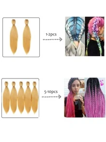 Trước Kéo Dài Bện Tóc 26 Inch Chuyên Nghiệp Mềm Yaki Bện Tóc Xoắn Bím Tóc Cài Đặt Nước Nóng Tổng Hợp Móc Tóc - Rượu sâm banh - Xem 6