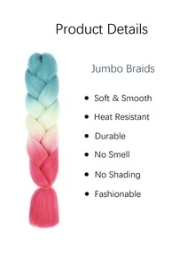 Ombre Jumbo Braiding Hair Extensions 24 Inch High Temperature Synthetic Fiber Hair Extensions For Box Braids Braiding Hair - Multicolor - View 3