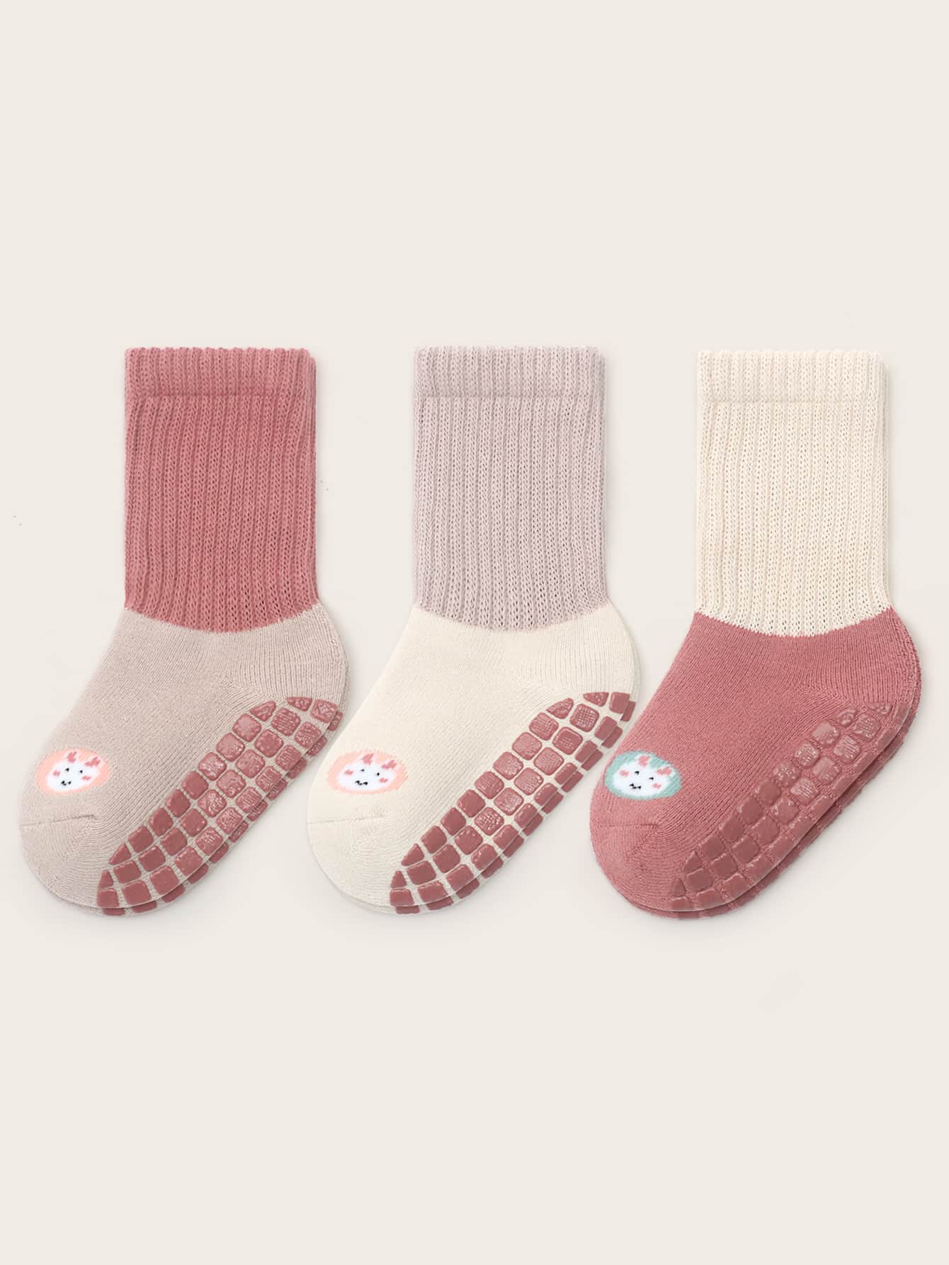 3pairs Baby Cartoon Graphic Vớ chống trượt - Nhiều màu - Xem 1