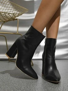 Women's New White Ankle Boots, Fashion Elegant Simple Versatile Streetwear Sexy Party Side Zipper Thick High Heel Pointed Toe High Heels Ankle Boots Riding Boots