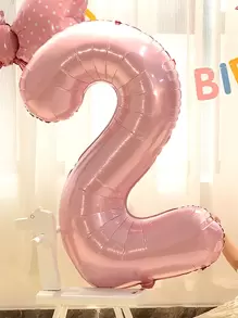 1pc Number Design Balloon, 32 Inch Pink Balloon For Birthday Party - Baby Pink - View 1