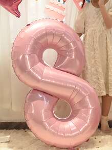 1pc Number Design Balloon, 32 Inch Pink Balloon For Birthday Party - Baby Pink - View 2