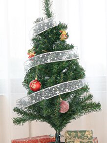 1pc Christmas Tree Decorative Wrap Ribbon - Silver - View 1