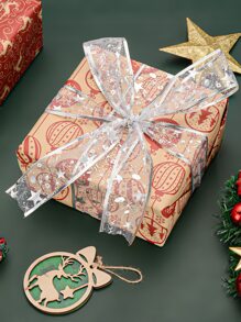 1pc Christmas Tree Decorative Wrap Ribbon - Silver - View 2