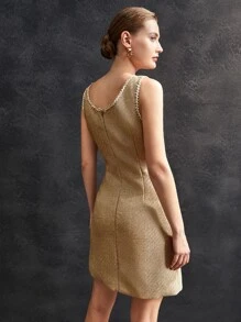 MOTF PREMIUM 粗花呢緊身連衣裙 - 卡其色 - 查看 3