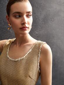 MOTF PREMIUM 粗花呢緊身連衣裙 - 卡其色 - 查看 5