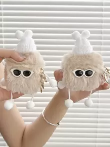 毛絨太陽眼鏡怪物設計保護套，適用於蘋果Airpods 1/2/Pro，無線耳機軟套，冬季版本 - 彩色 - 查看 3