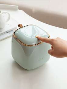 1pc Letter Graphic Desktop Trash Can - Green - View 2