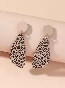 豹紋圖案幾何耳墜 - 彩色 - 查看 1