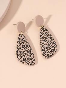 豹紋圖案幾何耳墜 - 彩色 - 查看 3