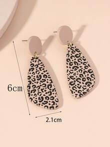 豹紋圖案幾何耳墜 - 彩色 - 查看 4