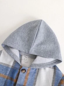 小男童格紋印花連帽外套不帶T恤