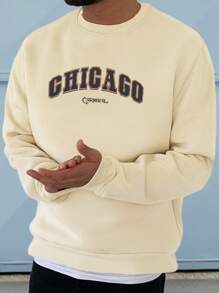 Manfinity Men 1pc Letter Graphic Round Neck Pullover