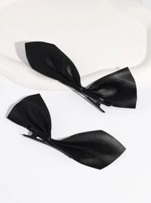 2入組蝴蝶結裝飾髮夾 - 黑色 - 查看 2