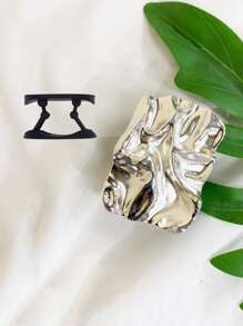 件金屬波浪圖案支架手機殼相容 iphone 15 Pro Max、小米 - 無色 - 查看 4