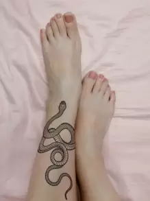 1 Unidad De Pegatina De Tatuaje Temporal Con Diseño De Serpiente De Malla Con Flores Pequeñas Para Brazo/cuerpo,tatuajes maquina para tatuar tatuajes falsos - Negro - Ver 4