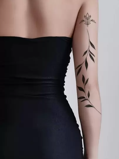 STARTTOOS 1pc Minimalist Leaf Pattern Temporary Tattoo Sticker For Wrist And Small Body Parts
