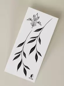 STARTTOOS 1pc Minimalist Leaf Pattern Temporary Tattoo Sticker For Wrist And Small Body Parts - Black - View 6