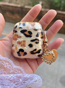 豹纹与贝壳印花 Airpod 保护套适用于 Airpod 4，蓝牙耳机保护套适用于 2/3/Pro2 - 彩色 - 查看 3