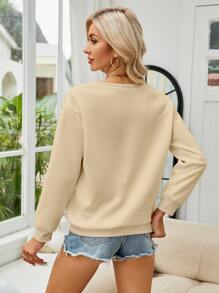 SHEIN LUNE Cartoon Graphic Drop Shoulder Sweatshirt - Apricot - View 2