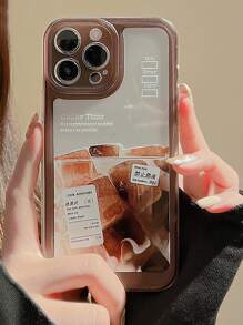 Coffee Print Clear Phone Case - Multicolor - View 1