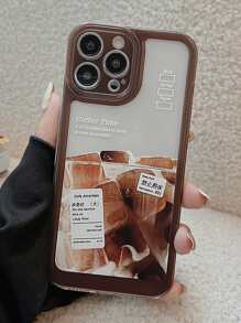 Coffee Print Clear Phone Case - Multicolor - View 4