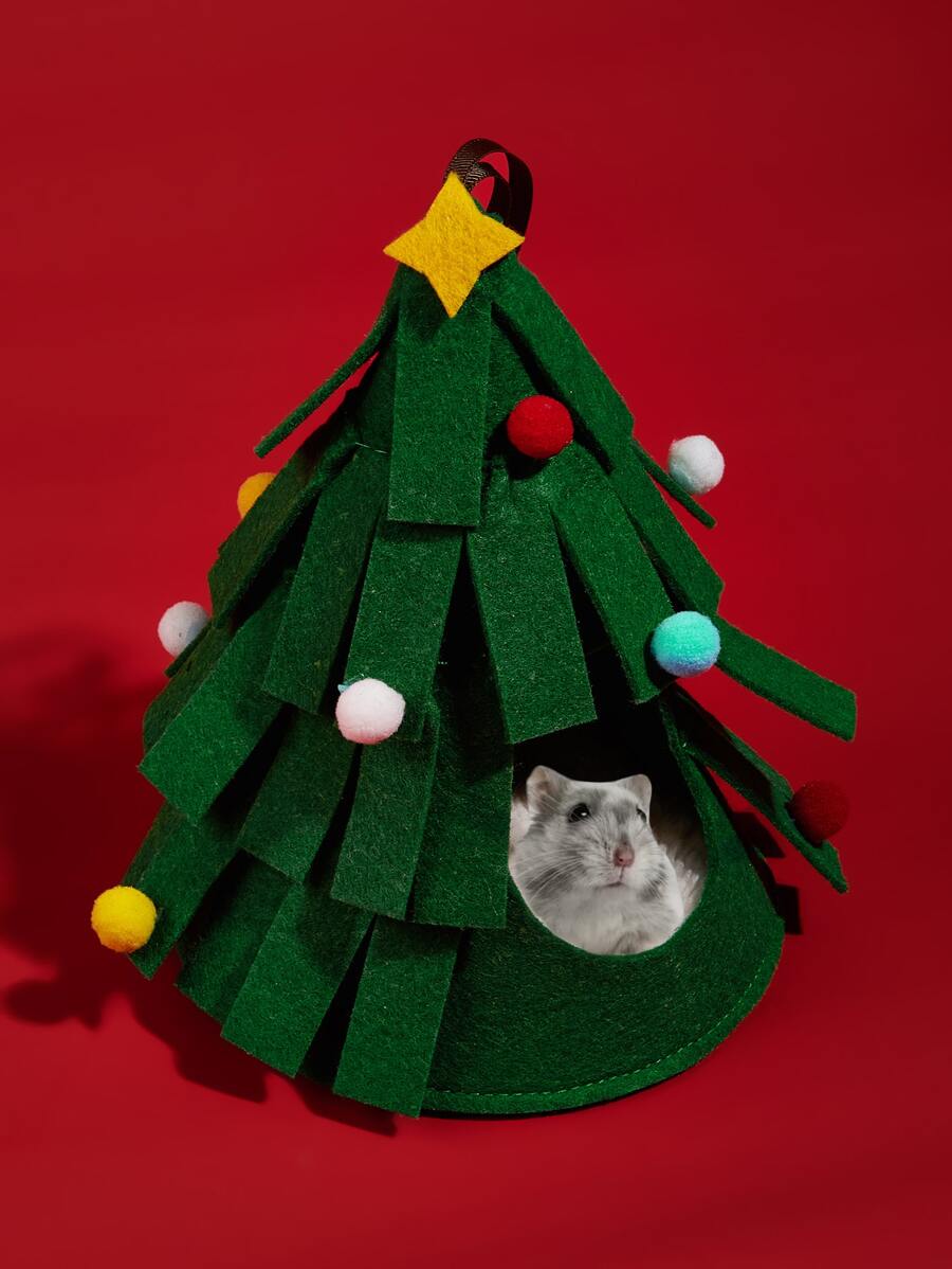 Christmas Tree Design Pet Bed - Green - View 1