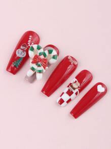 聖誕10入組糖果形狀美甲飾品