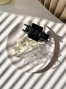 3 piezas Pinza para el cabello de diseño rectangular transparente, pinza de cabello casual, pinza de quijada para el cabello - Multicolor - Ver 3