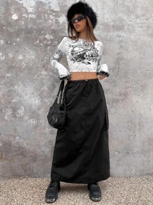 SHEIN ICON 花卉圖案和愛心圖案短款T恤 - 白色 - 查看 5
