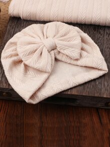 嬰兒女孩新生兒3入組紋理毛毯和頭箍和帽子攝影道具 - 卡其色 - 查看 4